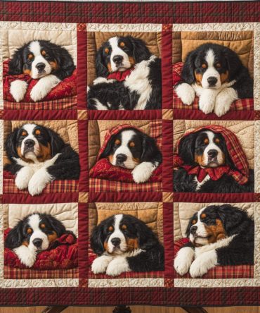 Bernese Mountain Haven Quilted Blanket