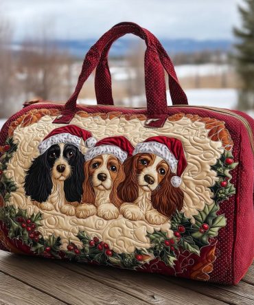 Best Friend Quilted Spaniel Duffle Bag — Cocker Spaniel Print Weekender, Quilted Travel & Gym Overnight Carry-On for Dog Lovers