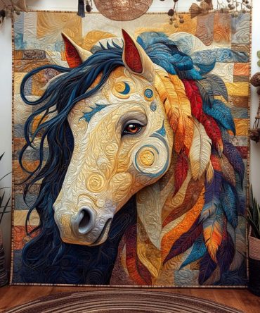Binding Horse Quilted Blanket