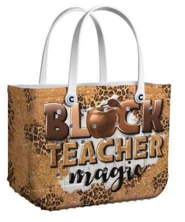 Bucket Tote Bag, Limited Edition Bogg Bag, Beach Bag Black Teacher Magic