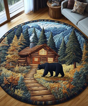 Black Bear Haven Quilted Round Mat