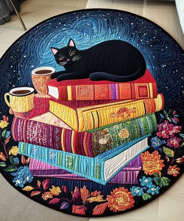 Black Cat Purrfection Quilted Round Mat