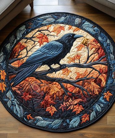 Black Crow Quilted Round Mat