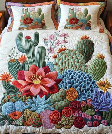 Blooming Bright 3-Piece Quilted Bedding Set