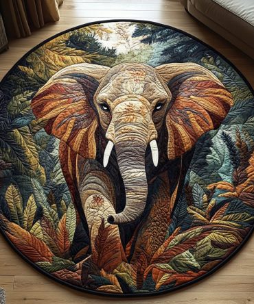 Blooming Elephant Quilted Round Mat