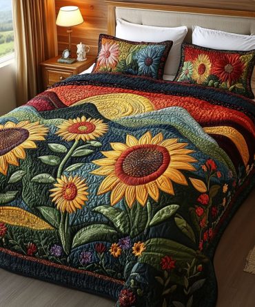 Blooming Sunscape 3-Piece Quilted Bedding Set