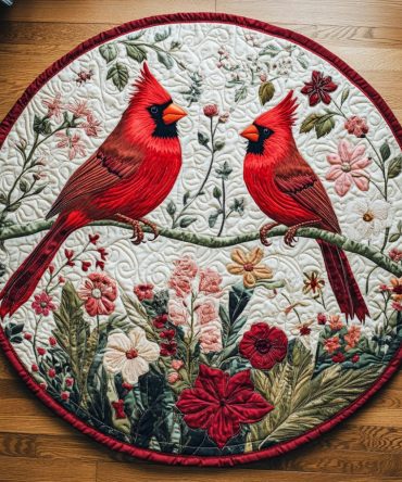 Blossom Cardinal Quilted Round Mat