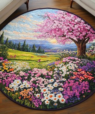 Blossom Meadow Quilted Round Mat
