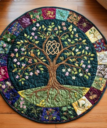 Blossoming Roots Quilted Round Mat