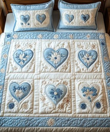 Blue Bloom 3-Piece Quilted Bedding Set