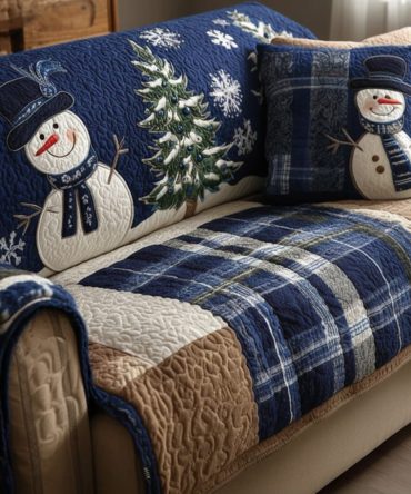 Blue Festive Nights Quilted Sofa Cover