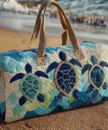 Blue Journey Quilted Duffle Bag — Padded Quilted Weekender Travel Bag, Stylish Carry-On for Gym & Overnight