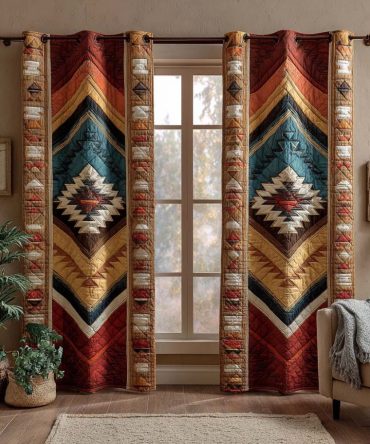 Blue Mesa Tribal Quilted Curtains