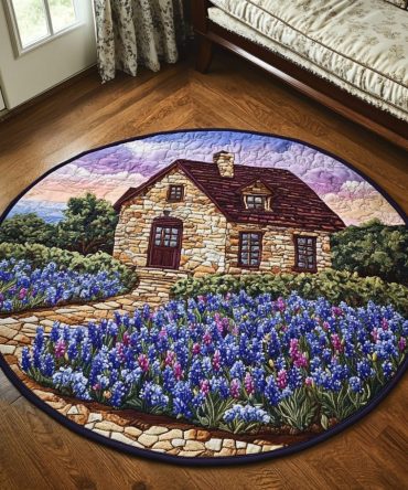 Bluebonnet Bloom Quilted Round Mat