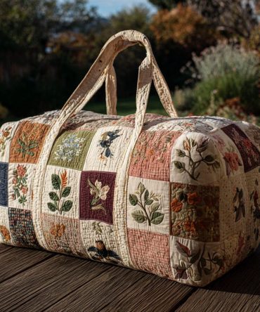 Blush Blossom Quilted Duffle Bag – Floral Quilted Weekend Travel Bag | Women's Carry-On, Gym & Overnight