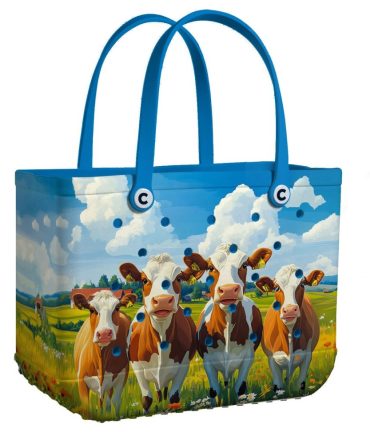 Chic Farmhouse Cow Print Tote Bag - Durable, Stylish & Spacious For Everyday Use