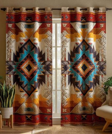 Boho Canyon Patchwork Quilted Curtains