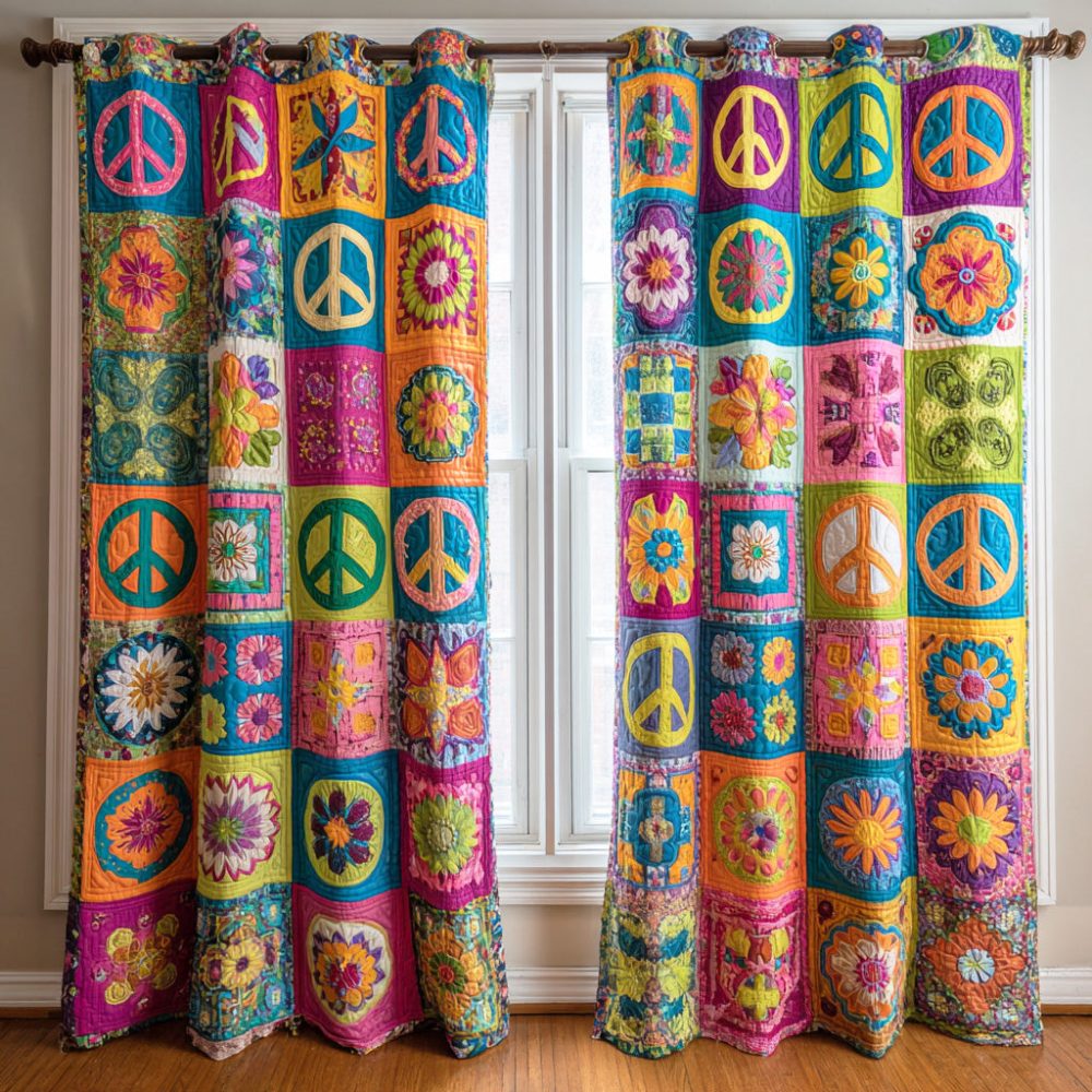 Boho Color Smile Quilted Curtains