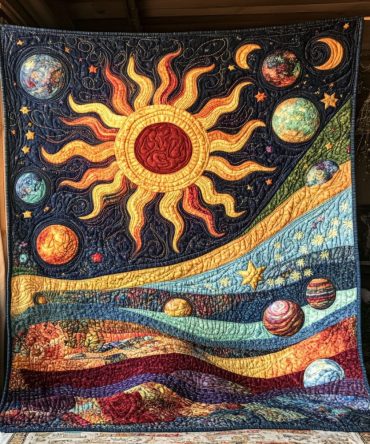 Boho Cosmic Serenity Quilted Blanket