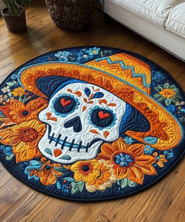 Bone Blossom Quilted Round Mat