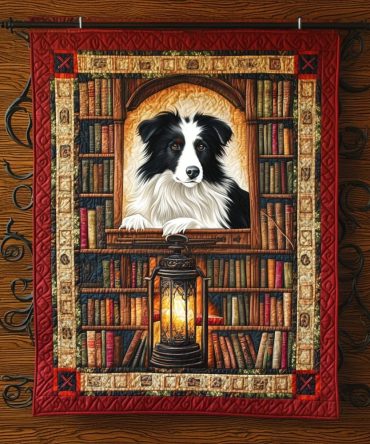 Book Collie Quilted Blanket