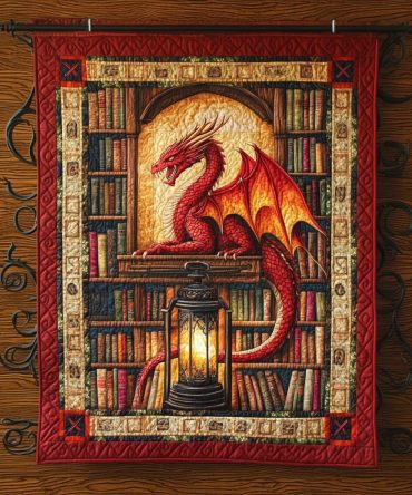 Book Wyrm Quilted Blanket