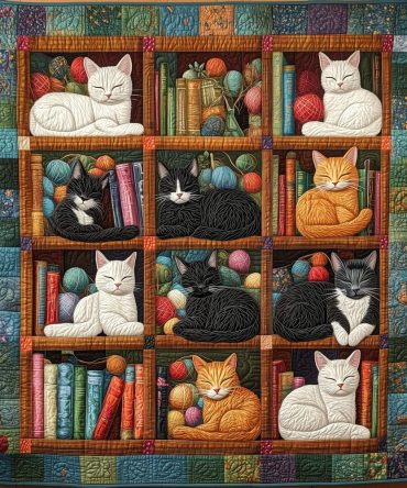 Bookish Cats Quilted Blanket