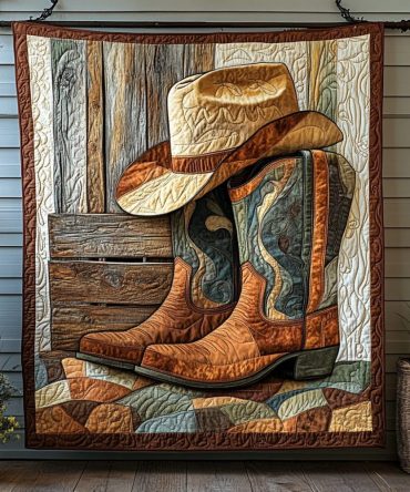 Boots And Bronco Quilted Blanket