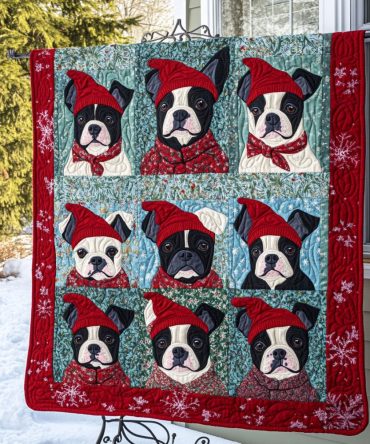 Boston Terrier Bliss Quilted Blanket