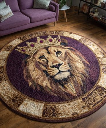 Brave Lion Quilted Round Mat