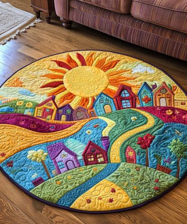 Bright Village Quilted Round Mat