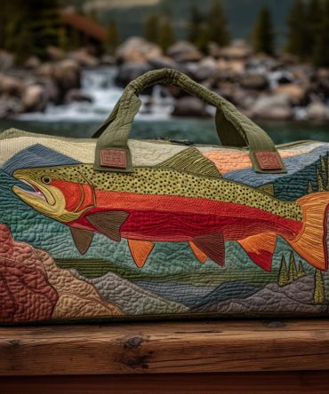 Brook Trout Quilted Duffle Bag - Stylish Travel Bag for Outdoor Enthusiasts