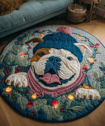 Bulldog Cozy Quilted Round Mat