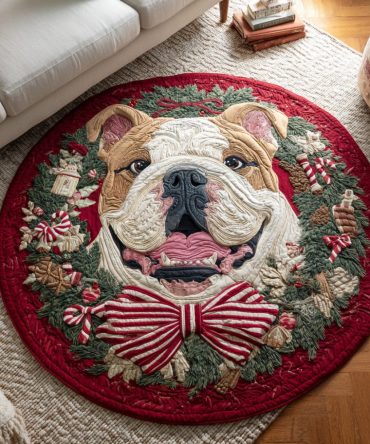 Bulldog Grin Quilted Round Mat
