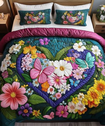 Butterfly Bloom 3-Piece Quilted Bedding Set