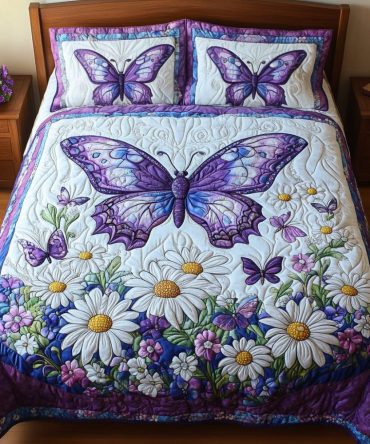 Butterfly Bloom 3-Piece Quilted Bedding Set
