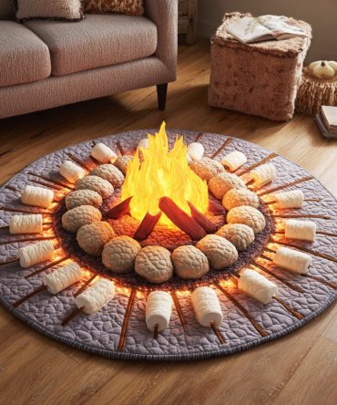 Cabin Flame Rest Quilted Round Mat