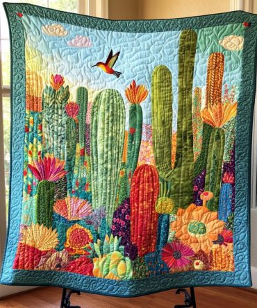 Cactus Harmony Quilted Blanket