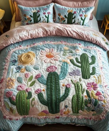 Cactus Bloom 3-Piece Quilted Bedding Set
