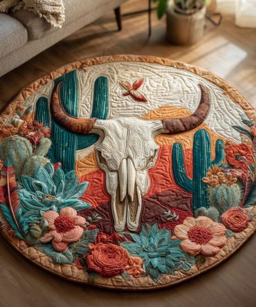 Cactus Bloom Quilted Round Mat