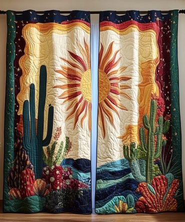 Cactus Garden Quilted Curtains
