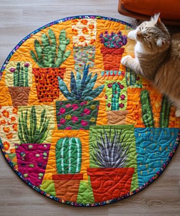 Cactus Haven Retreat Quilted Round Mat