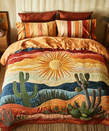 Cactus Sunset 3-Piece Quilted Bedding Set