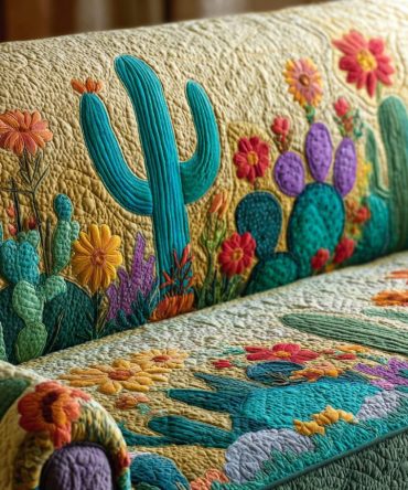 Cactus Sunset Quilted Sofa Cover