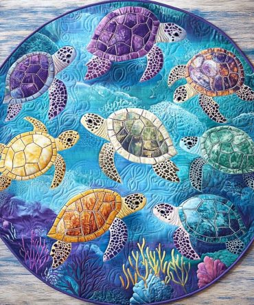 Calm Turtle Quilted Round Mat