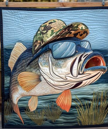 Camo Bass Quilted Blanket
