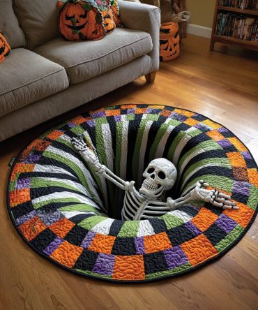 Candy Corn Abyss Quilted Round Mat