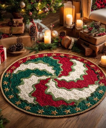 Candy Cane Spin Quilted Round Mat