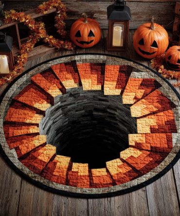 Candy Corn Spiral Quilted Round Mat