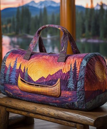 Canoe Sunset Quilted Duffle Bag
